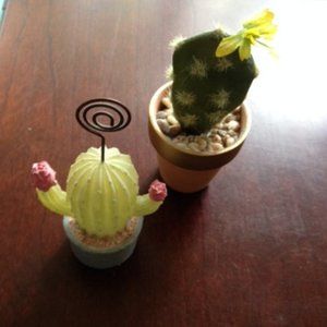 Pier 1 Small Cactus décor 2 small decorative Cacti placeholder light & mini pot